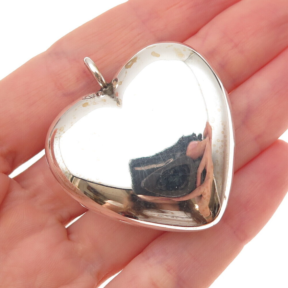 925 Sterling Silver Vintage Mexico Puffy Heart Pendant